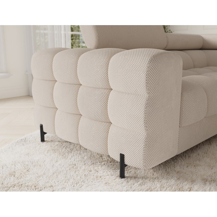 Canapé panoramique convertible FACTORY 3 places beige – angle droit avec coffre – version 2 