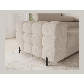 Canapé panoramique convertible FACTORY 3 places beige – angle droit avec coffre – version 2 