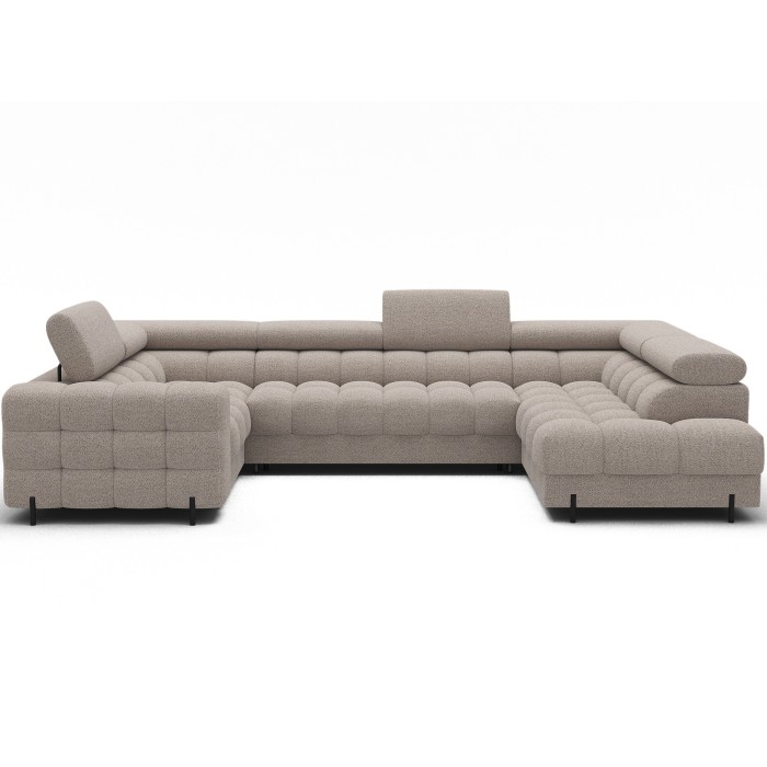 Canapé panoramique convertible FACTORY 3 places beige – angle droit avec coffre – version 3 