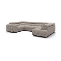 Canapé panoramique convertible FACTORY 3 places beige – angle droit avec coffre – version 3 