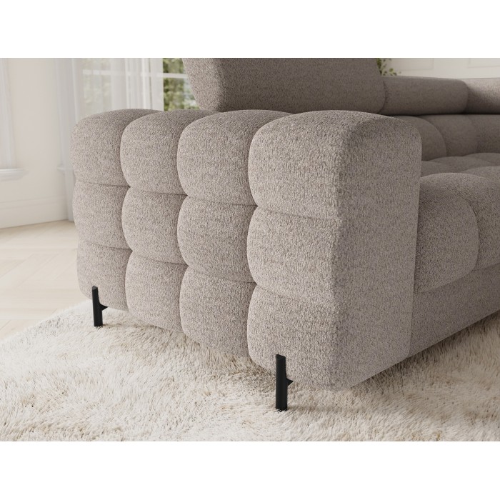 Canapé panoramique convertible FACTORY 3 places beige – angle droit avec coffre – version 3 