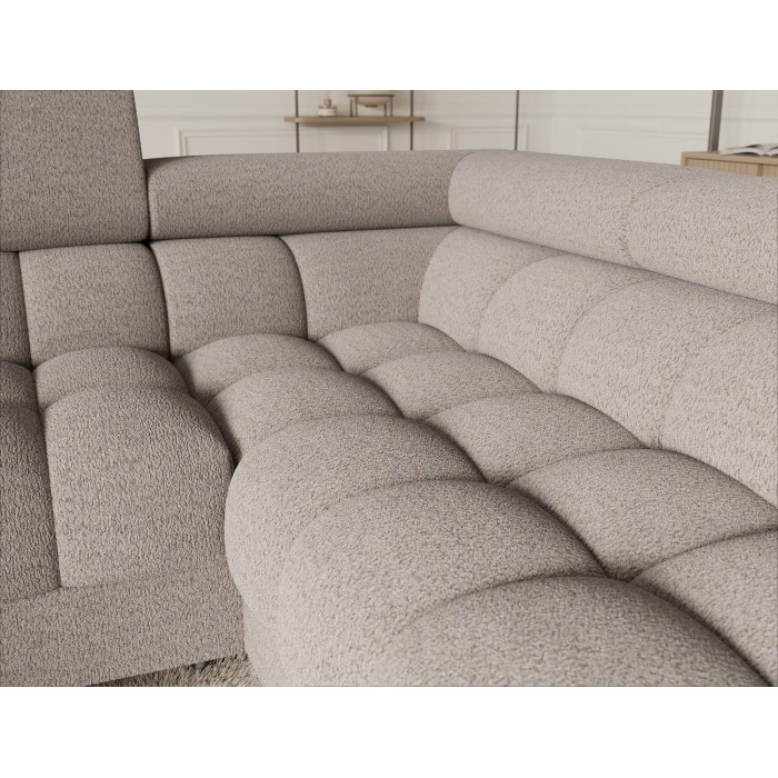 Canapé panoramique convertible FACTORY 3 places beige – angle droit avec coffre – version 3 