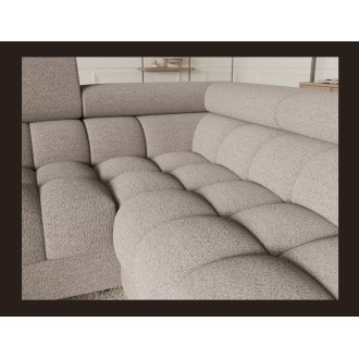 Canapé panoramique convertible FACTORY 3 places beige – angle droit avec coffre – version 3 