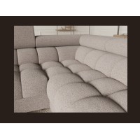 Canapé panoramique convertible FACTORY 3 places beige – angle droit avec coffre – version 3 