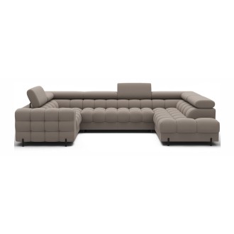 Canapé panoramique convertible FACTORY 3 places beige – angle droit avec coffre – version 4 