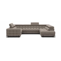 Canapé panoramique convertible FACTORY 3 places beige – angle droit avec coffre – version 4 