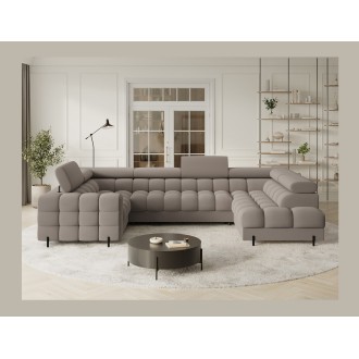 Canapé panoramique convertible FACTORY 3 places beige – angle droit avec coffre – version 4 