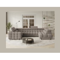 Canapé panoramique convertible FACTORY 3 places beige – angle droit avec coffre – version 4 