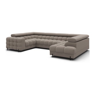 Canapé panoramique convertible FACTORY 3 places beige – angle droit avec coffre – version 4 