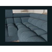 Canapé panoramique convertible FACTORY 3 places bleu – angle droit avec coffre 