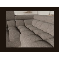 Canapé panoramique convertible FACTORY 3 places marron – angle droit avec coffre 
