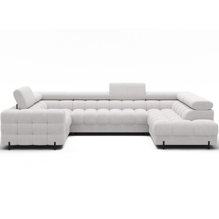 Canapé panoramique convertible FACTORY 3 places blanc – angle droit avec coffre 
