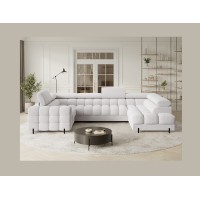 Canapé panoramique convertible FACTORY 3 places blanc – angle droit avec coffre 