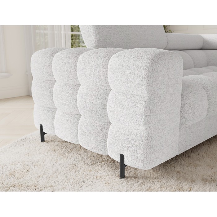 Canapé panoramique convertible FACTORY 3 places blanc – angle droit avec coffre 