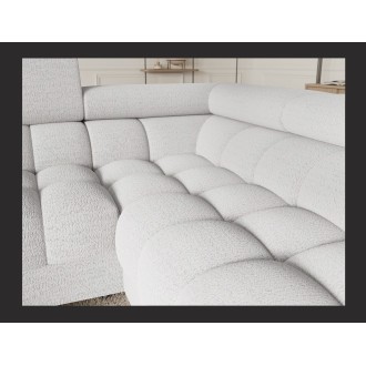 Canapé panoramique convertible FACTORY 3 places blanc – angle droit avec coffre 
