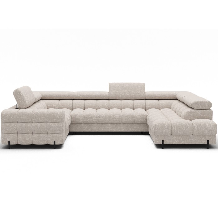 Canapé panoramique convertible FACTORY 3 places beige – angle droit avec coffre – version 5 