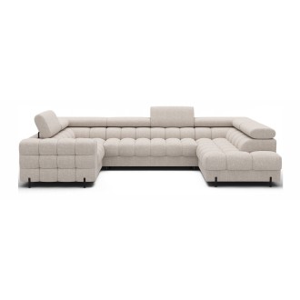 Canapé panoramique convertible FACTORY 3 places beige – angle droit avec coffre – version 5 
