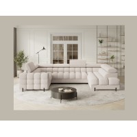 Canapé panoramique convertible FACTORY 3 places beige – angle droit avec coffre – version 5 
