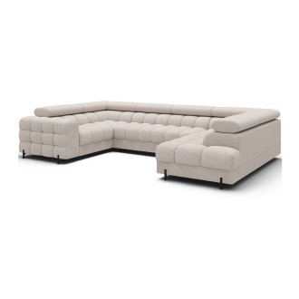 Canapé panoramique convertible FACTORY 3 places beige – angle droit avec coffre – version 5 