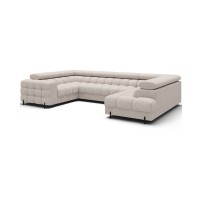 Canapé panoramique convertible FACTORY 3 places beige – angle droit avec coffre – version 5 