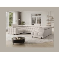 Canapé panoramique convertible FACTORY 3 places beige – angle droit avec coffre – version 5 
