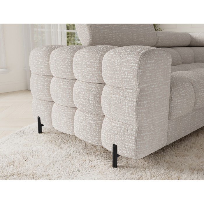 Canapé panoramique convertible FACTORY 3 places beige – angle droit avec coffre – version 5 