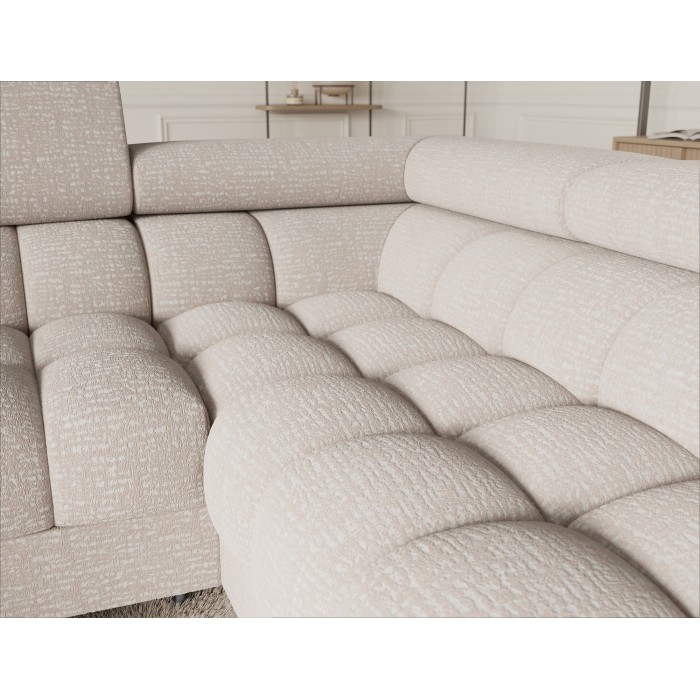 Canapé panoramique convertible FACTORY 3 places beige – angle droit avec coffre – version 5 