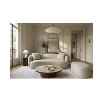 Canapé droit NYJY 2 places en tissu bouclette – Beige champagne – 180 x 67 x 75 cm