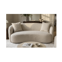 Canapé droit NYJY 2 places en tissu bouclette – Beige champagne – 180 x 67 x 75 cm