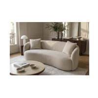 Canapé droit NYJY 2 places en tissu bouclette – Beige champagne – 180 x 67 x 75 cm