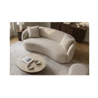 Canapé droit NYJY 2 places en tissu bouclette – Beige champagne – 180 x 67 x 75 cm