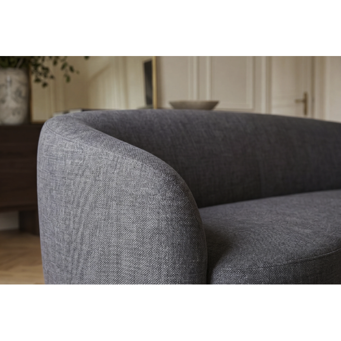 Canapé droit NYJY 2 places en velours – Gris graphite – 178 x 67 x 70 cm