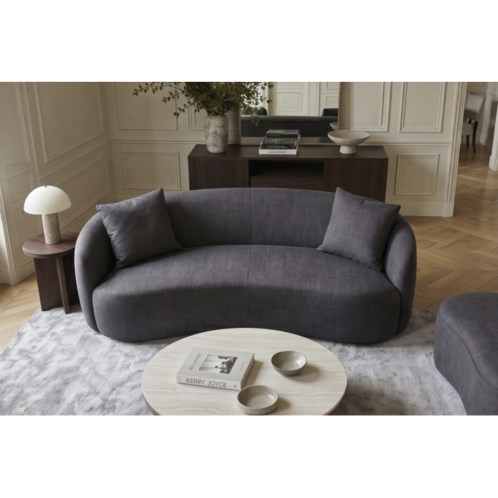 Canapé droit NYJY 2 places en velours – Gris graphite – 178 x 67 x 70 cm