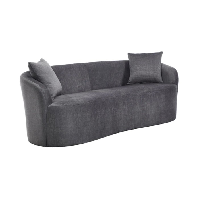 Canapé droit NYJY 2 places en velours – Gris graphite – 178 x 67 x 70 cm