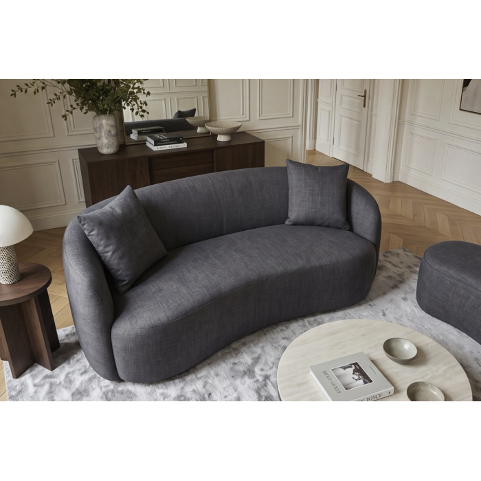 Canapé droit NYJY 2 places en velours – Gris graphite – 178 x 67 x 70 cm