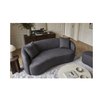 Canapé droit NYJY 2 places en velours – Gris graphite – 178 x 67 x 70 cm