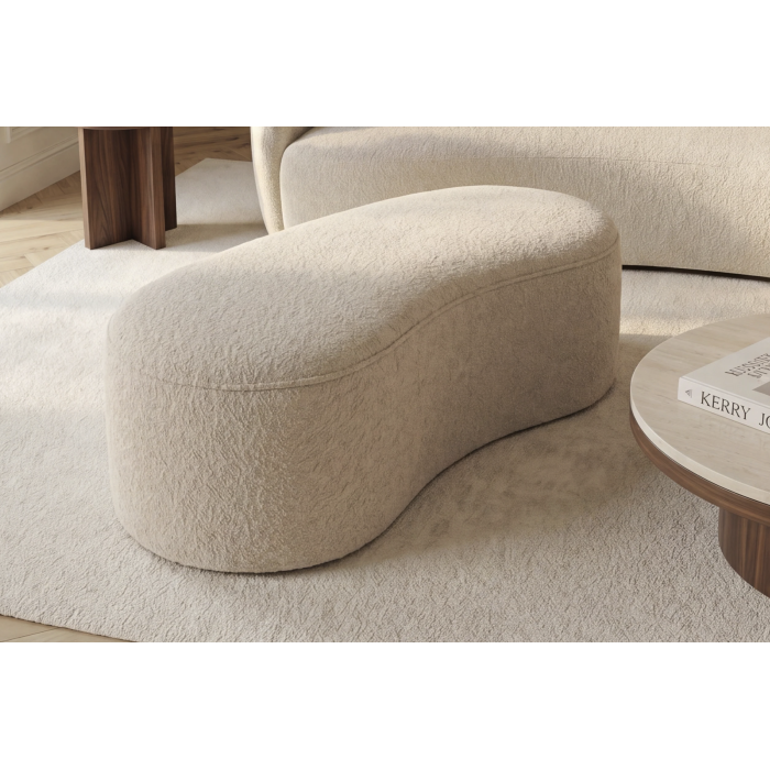 Pouf NYJY champagne vu du côté gauche