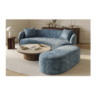 Puf arcón NYJY en terciopelo – Azul – 120 x 40 x 50 cm