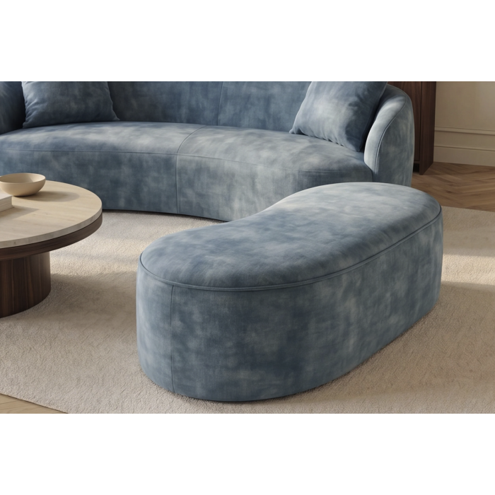 Pouf coffre NYJY en velours – Bleu – 120 x 40 x 50 cm
