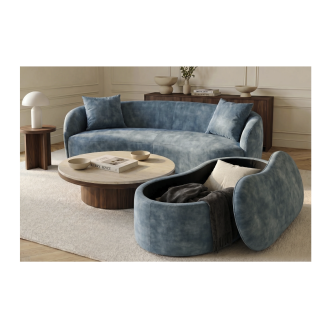 Puf arcón NYJY en terciopelo – Azul – 120 x 40 x 50 cm
