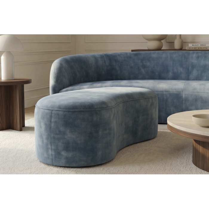 Pouf coffre NYJY en velours – Bleu – 120 x 40 x 50 cm