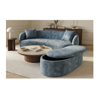 Puf arcón NYJY en terciopelo – Azul – 120 x 40 x 50 cm