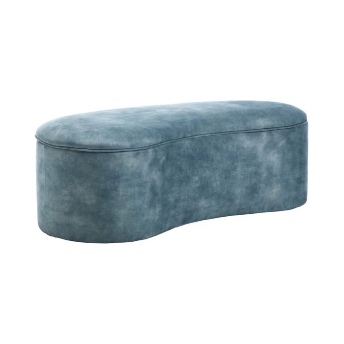 Pouf coffre NYJY en velours – Bleu – 120 x 40 x 50 cm