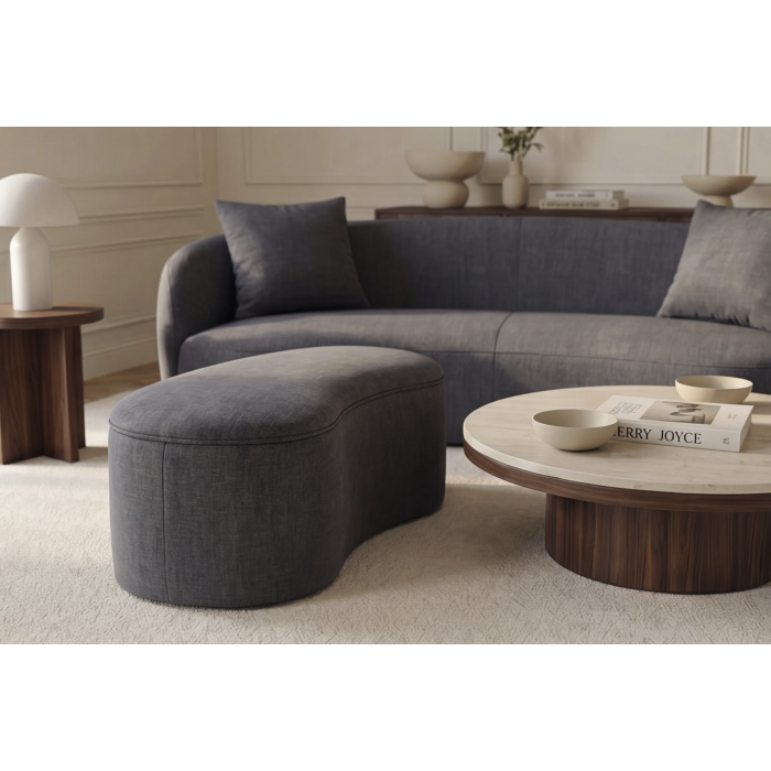 Pouf coffre NYJY en velours – Gris graphite – 120 x 40 x 50 cm