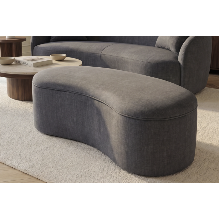 Pouf coffre NYJY en velours – Gris graphite – 120 x 40 x 50 cm
