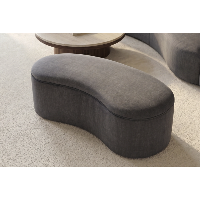 Pouf coffre NYJY en velours – Gris graphite – 120 x 40 x 50 cm
