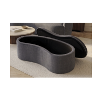 Pouf coffre NYJY en velours – Gris graphite – 120 x 40 x 50 cm