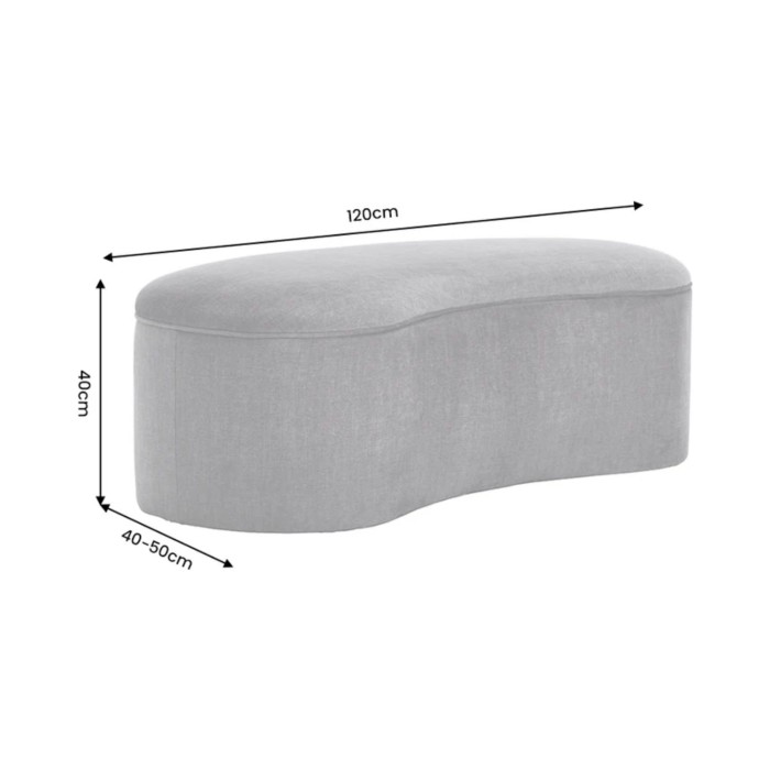 Pouf coffre NYJY en velours – Gris graphite – 120 x 40 x 50 cm