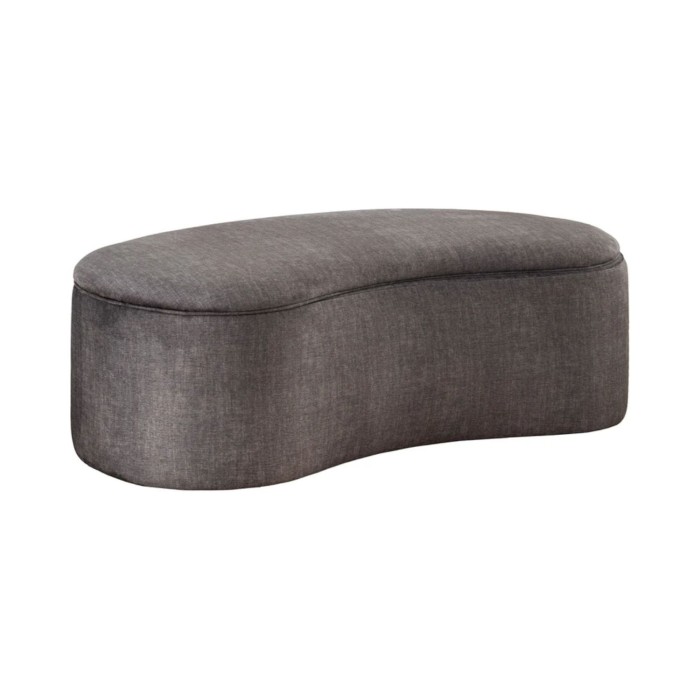 Pouf coffre NYJY en velours – Gris graphite – 120 x 40 x 50 cm