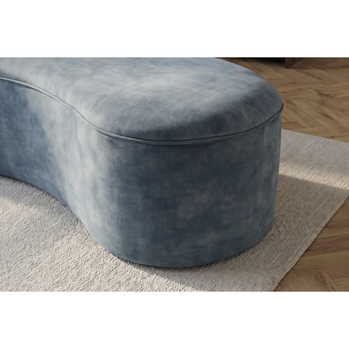 Zoom sur le côté du pouf bleu NYJY
